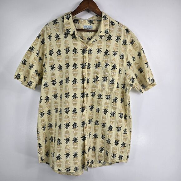 Tenth + Ocean Men's Size XXL Washable Linen Pinapple Button Up Short Sleeve - Picture 1 of 7